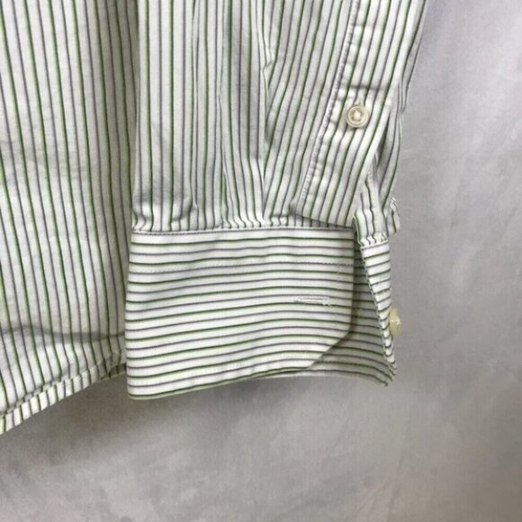 Express Design Studio Shirt Mens Medium Green Striped Modern Fit Stretch Preppy - Picture 4 of 13